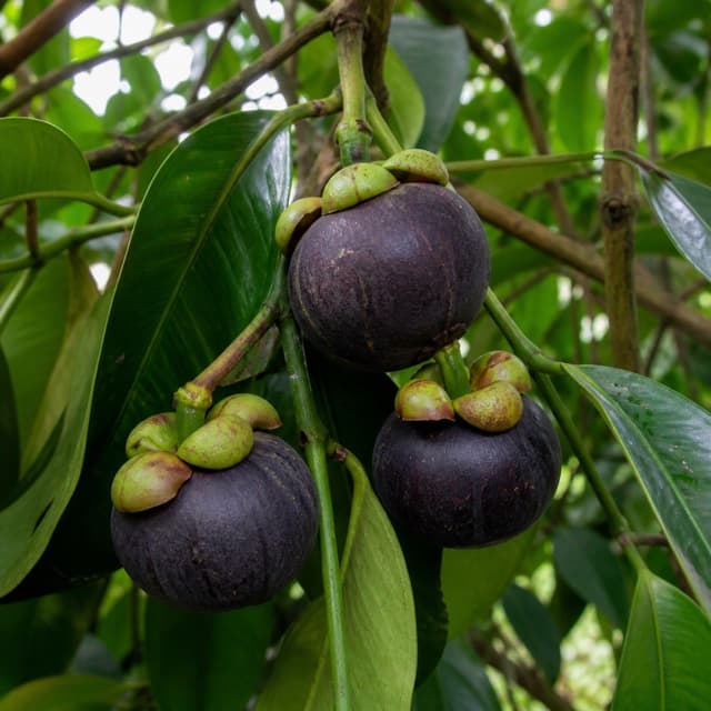 Buah manggis di bawah naungan pohon