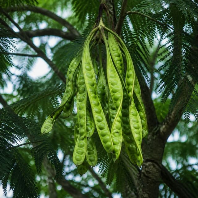 Polong petai pada pohon yang menjulang